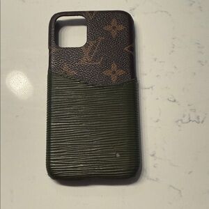 Louis Vuitton Brown Monogram & Olive Green Textured iPhone Case